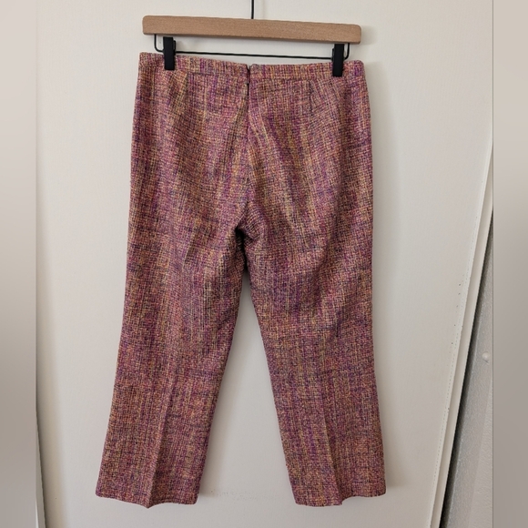Vintage BCBGMaxAzria Womens 4 Multicolored Silk Metallic Tweed Ankle Pants Y2K - Picture 5 of 7